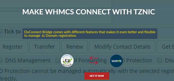DuConnect, automation ya WHMCS na tzNIC kwa .tz domain Registrars